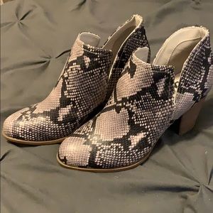 Snake print booties